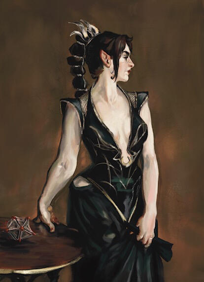 A classic depiction of the ex Sharran cleric Shadowheart from Baldur’s Gate III. Based on John Singer Sargent’s “Madame X” (1888